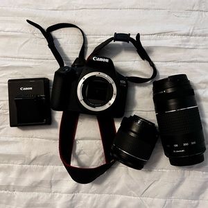 Canon eos rebel T7 with 2 zoom lens charger and battery